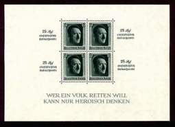 GE B104  Hitler Birthday Souvenir Sheet w/Surcharge